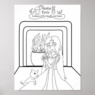 Hestia kleurplaat afdrukken poster