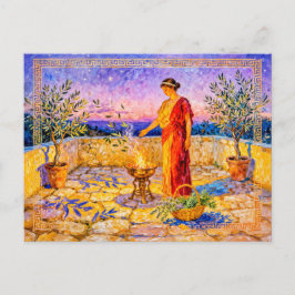 Hestia Lighting a Sacred Fire on Terrace with Oliv Briefkaart