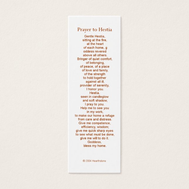 Hestia Prayer Kaart (Voorkant)