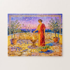 Hestia steekt een heilig vuur aan op het terras me legpuzzel