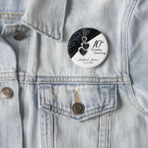 het 10de Ontwerp van het Jubileum van het Huwelijk Ronde Button 5,7 Cm