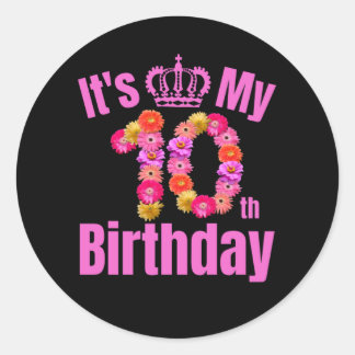 Het 10e verjaardag meisje van mijn 10e verjaardag ronde sticker