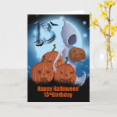 het 13de Spook en de Pompoenen van Halloween van Kaart (Gele Bloem)