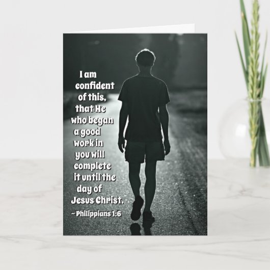 Het 1:6 van Philippians hij die met een goede het Kaart (Voorkant)