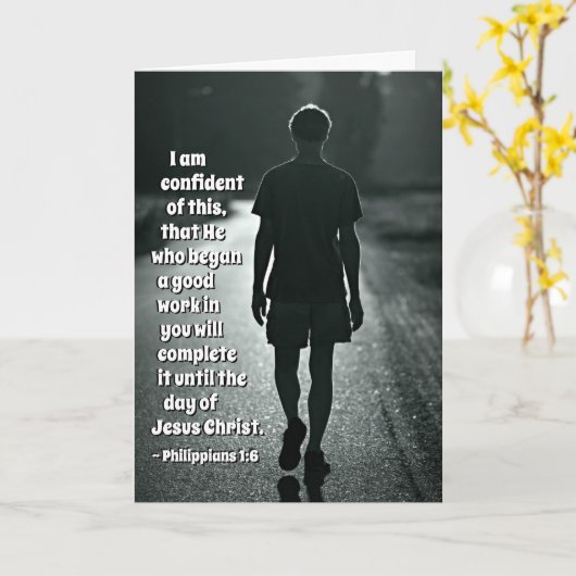 Het 1:6 van Philippians hij die met een goede het Kaart (Gele Bloem)