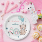 Het 1e Verjaardagspapier Bord - leuke teddybeer. (Feest)