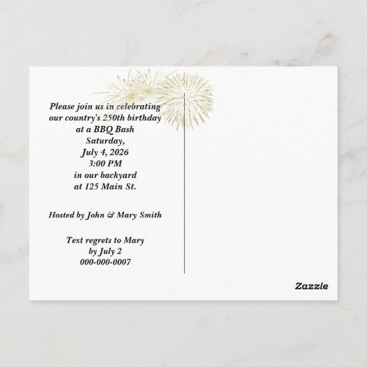 Het 250ste verjaardagsfeest van Amerika Briefkaart (Achterkant)