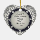 het 25ste Jubileum van het Huwelijk Keramisch Ornament (Voorkant)