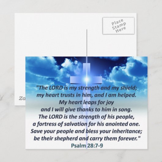 Het 28:7 van de psalm - 9 briefkaart (Voorkant / Achterkant)