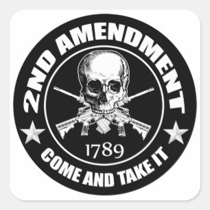 het 2de Amendement komt en neemt het Schedel en Vierkante Sticker