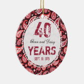 het 40ste Robijnrode Monogram van Paisley van het Keramisch Ornament (Rechts)