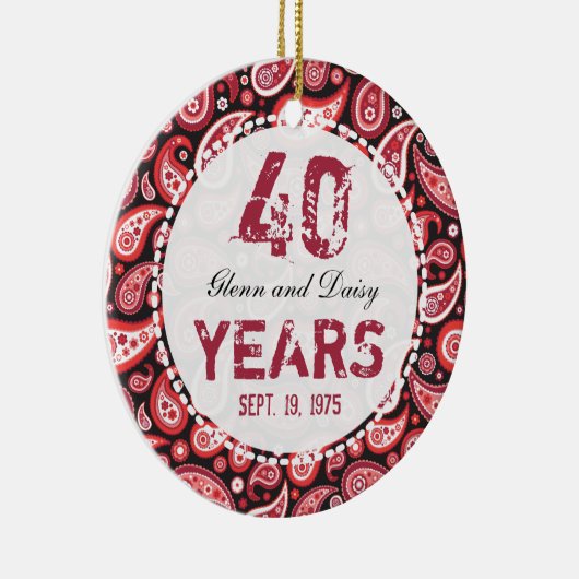 het 40ste Robijnrode Monogram van Paisley van het Keramisch Ornament (Rechts)