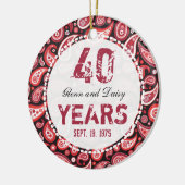 het 40ste Robijnrode Monogram van Paisley van het Keramisch Ornament (Links)