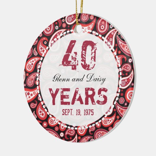 het 40ste Robijnrode Monogram van Paisley van het Keramisch Ornament (Links)