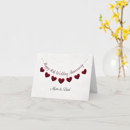 het 40ste Robijnrode rode hart van het Jubileum Kaart (Gele Bloem)