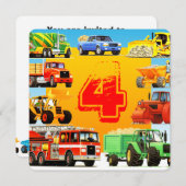 Het 4e verjaardagsfeest van Construction Trucks Ki Kaart (Voorkant / Achterkant)