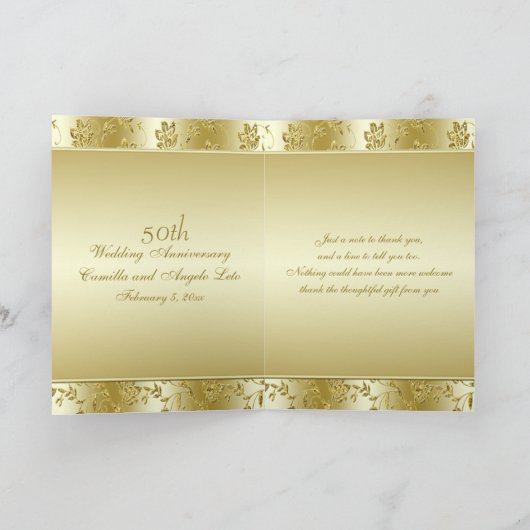 het 50ste Goud van het Jubileum schittert dankt u Bedankkaart (Binnen)