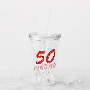 het 50ste Koraal van de Viering van de Verjaardag Acryl Drinkbeker