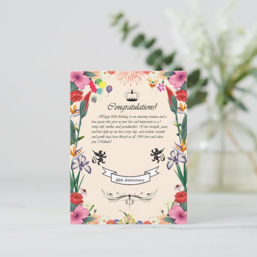 Het 80ste Wenskaart van Melinda Feestdagenkaart (Staand voorkant)