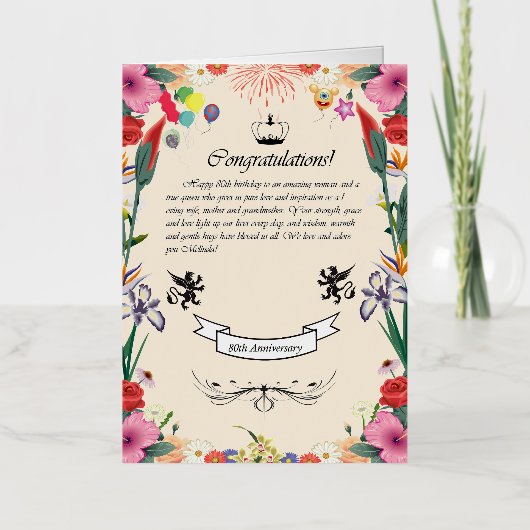 Het 80ste Wenskaart van Melinda Folie Feestdagenkaart (Voorkant)