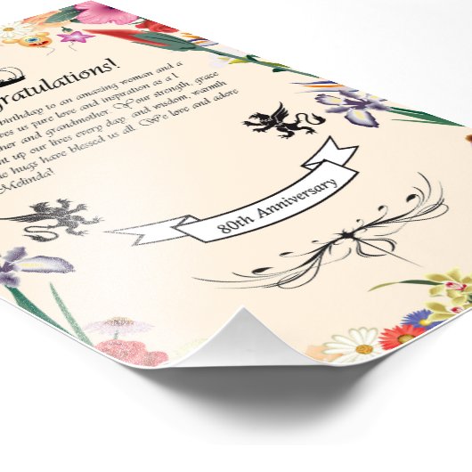 Het 80ste Wenskaart van Melinda Foto Afdruk (Hoek)