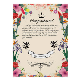 Het 80ste Wenskaart van Melinda Perfect Poster