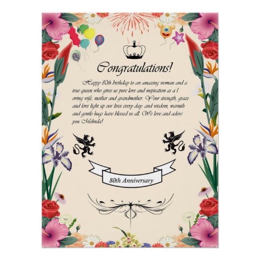 Het 80ste Wenskaart van Melinda Perfect Poster (Voorkant)