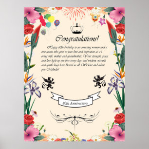 Het 80ste Wenskaart van Melinda Poster