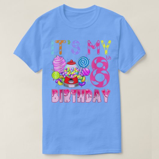 Het 8-jarige Snoep Candyland Birthday Girl T-shirt (Design voorkant)