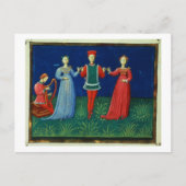 Het 973 f.21v A Gentleman danst met twee dames, Briefkaart (Voorkant)