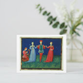 Het 973 f.21v A Gentleman danst met twee dames, Briefkaart (Staand voorkant)