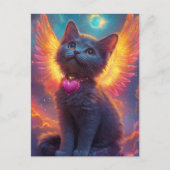 Het aanbiddelijke grijze engel kitten briefkaart (Voorkant)