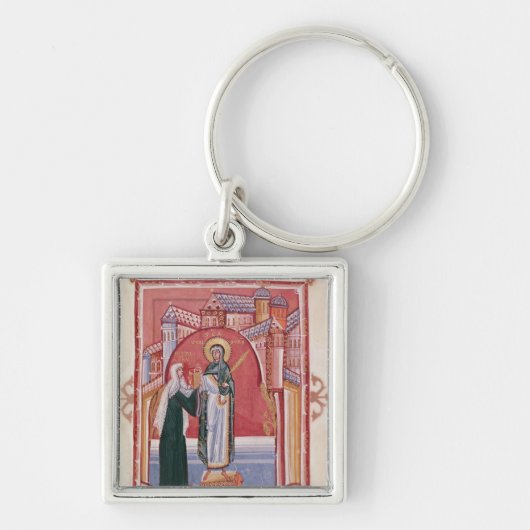 Het aanbod van Abbess Hilda Sleutelhanger (Voorkant)