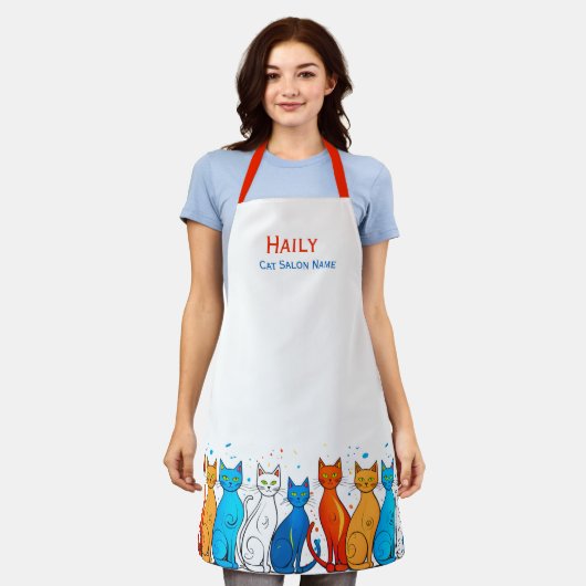 Het aangepaste Schort van Cat Lover (Gedragen)