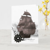 het aangepaste Wenskaart van de Piraat Steampunk Kaart (Gele Bloem)