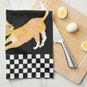 Het aanhalen van Ginger Cat met bril Theedoek (Quarter Fold)