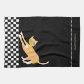 Het aanhalen van Ginger Cat met bril Theedoek (Horizontaal)