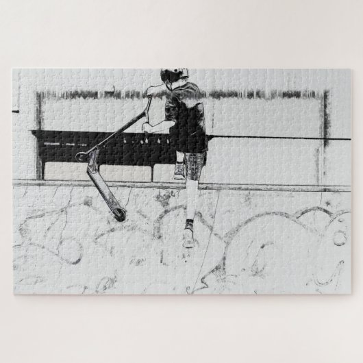 Het aanlanden - Stunt Scooter Rider Legpuzzel (Horizontaal)