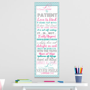 Het aanmoedigen van 'Liefde is' 1Corinthians Poster