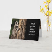 Het aanmoedigen van Manuscript met het Kute Raccoo Kaart (Gele Bloem)