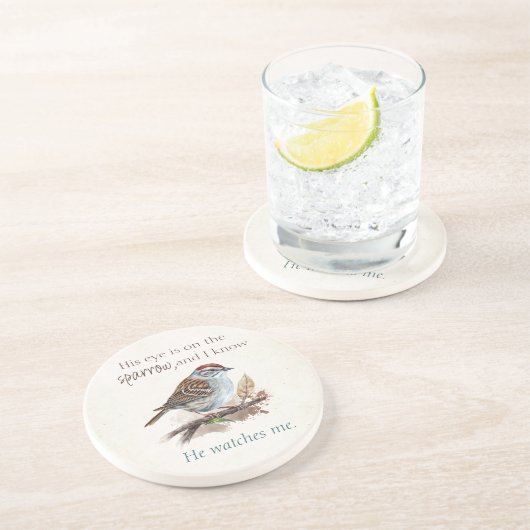 Het aanmoedigen van Manuscript Zijn Oog is op de S Zandsteen Onderzetter (Zijkant)