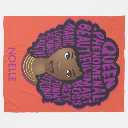 Het aanmoedigen van zwarte vrouwen, Paarse & Oranj Fleece Deken (Voorkant (Horizontaal))