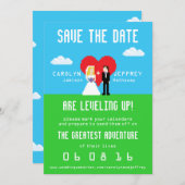 Het aanpasbaar Nerdy 8-bits Bride & Groom sparen d Save The Date (Voorkant / Achterkant)