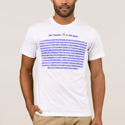 Het aantal PI aan 500 cijfers. 3.14159265... SHIRT (Voorkant)
