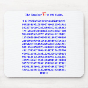 Het aantal PI aan 500 figures.3.14159... Mousepad Muismat