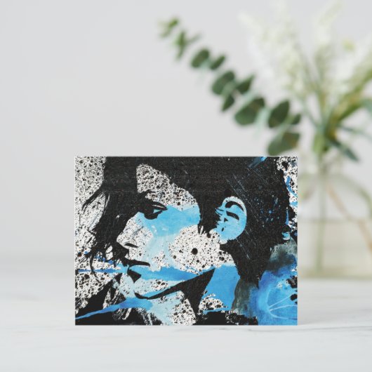 Het abstracte Blauwe Zwarte Witte Art. van de Briefkaart (Staand voorkant)