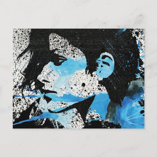 Het abstracte Blauwe Zwarte Witte Art. van de Briefkaart (Voorkant)