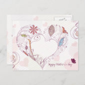 Het abstracte bloemenbriefkaart van het hart feestdagenkaart (Voorkant / Achterkant)