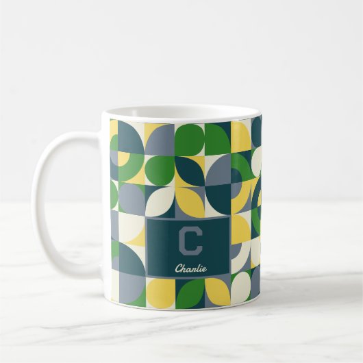 Het Abstracte geometrische monogram van Bauhaus Koffiemok (Links)