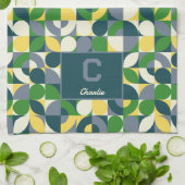 Het Abstracte geometrische monogram van Bauhaus Theedoek (Gevouwen)